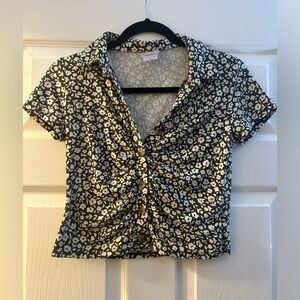 Floral Cropped Button Up